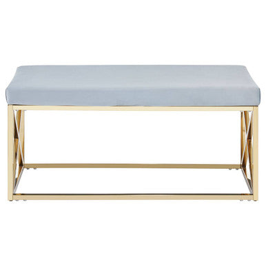 Powder Blue Velvet And Gold Bench | Allure