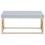 Powder Blue Velvet And Gold Bench | Allure