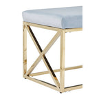 Powder Blue Velvet And Gold Bench | Allure