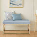 Powder Blue Velvet And Gold Bench | Allure