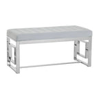 Powder Blue Velvet And Silver Bench | Allure