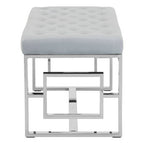 Powder Blue Velvet And Silver Bench | Allure