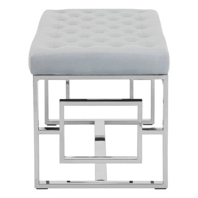 Powder Blue Velvet And Silver Bench | Allure