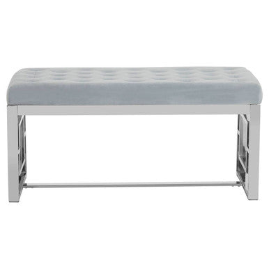Powder Blue Velvet And Silver Bench | Allure