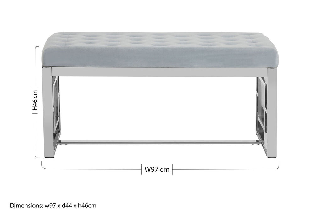 Powder Blue Velvet And Silver Bench | Allure