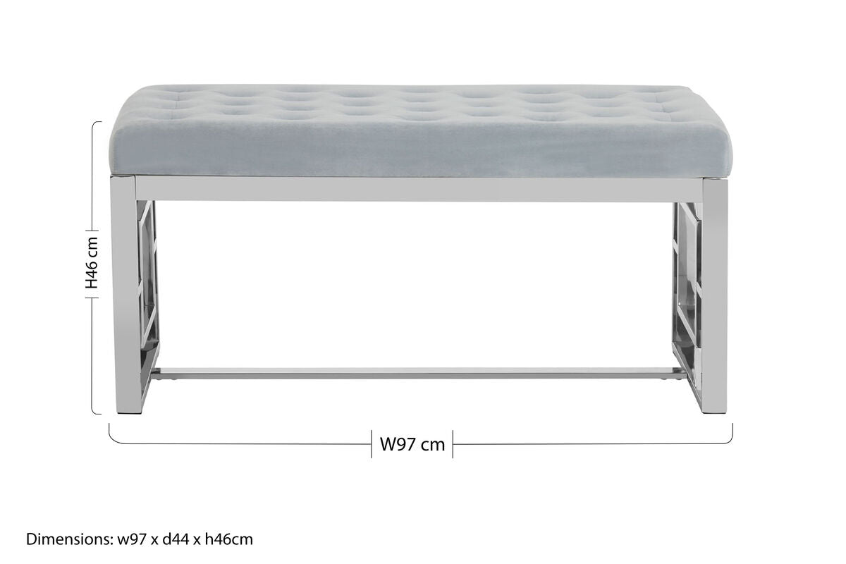 Powder Blue Velvet And Silver Bench | Allure