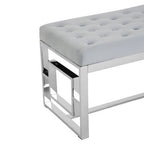 Powder Blue Velvet And Silver Bench | Allure