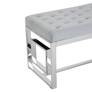 Powder Blue Velvet And Silver Bench | Allure