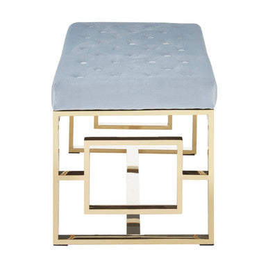 Powder Grey Tufted Bench | Allure