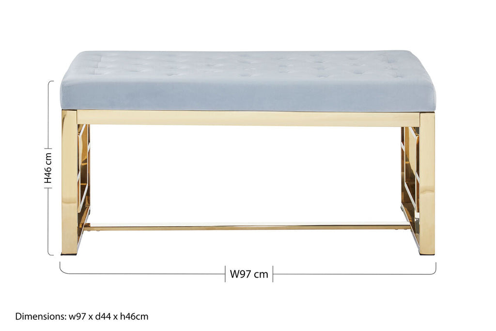 Powder Grey Tufted Bench | Allure