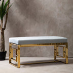 Powder Grey Tufted Bench | Allure