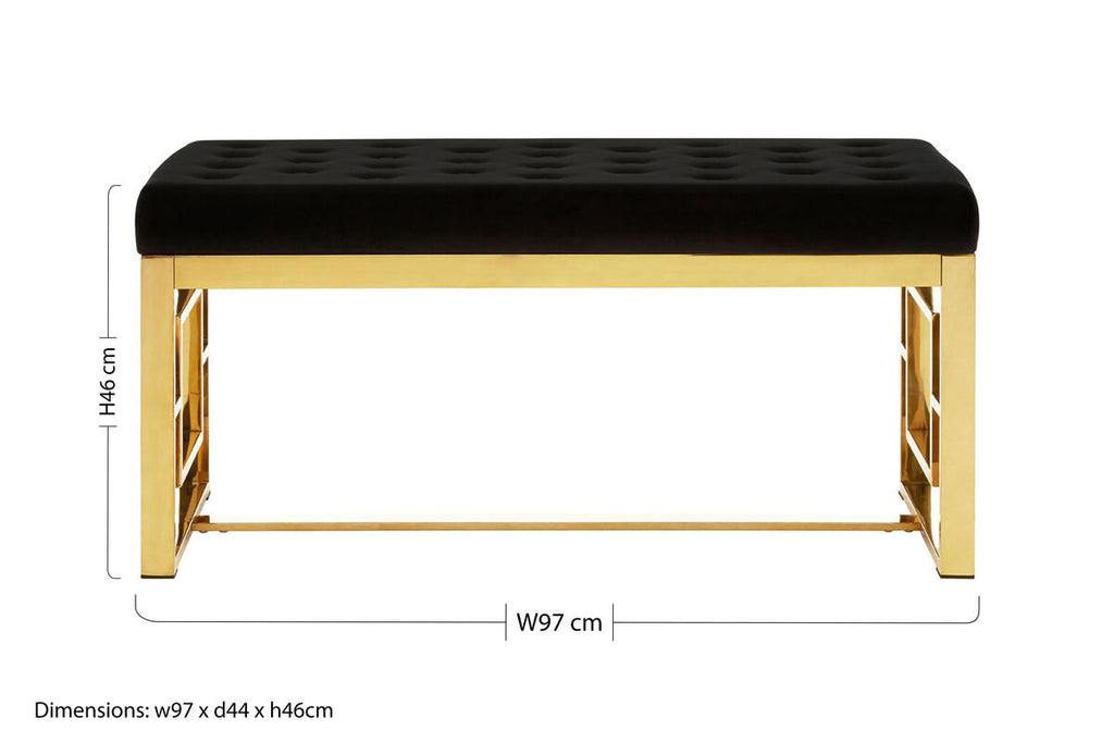 Black Velvet And Gold Bench | Allure