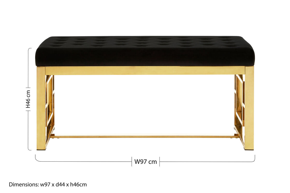 Black Velvet And Gold Bench | Allure