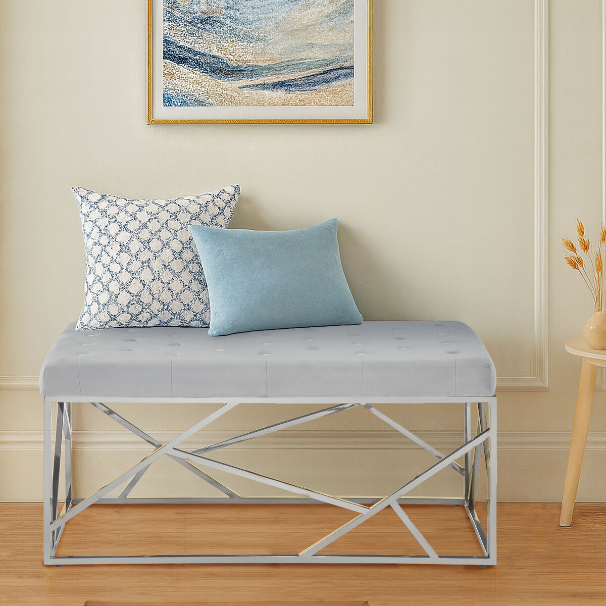 Powder Blue Geometric Bench | Allure
