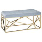 Gold And Powder Blue Velvet Bench | Allure