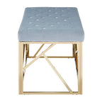 Gold And Powder Blue Velvet Bench | Allure