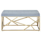 Gold And Powder Blue Velvet Bench | Allure