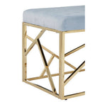 Gold And Powder Blue Velvet Bench | Allure