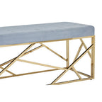Gold And Powder Blue Velvet Bench | Allure
