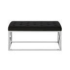 Allure Black Tufted Seat And Silver Finish Bench