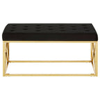 Black Tufted Seat And Gold Finish Bench | Allure