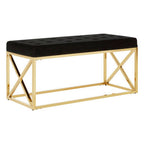 Black Tufted Seat And Gold Finish Bench | Allure