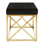 Black Tufted Seat And Gold Finish Bench | Allure