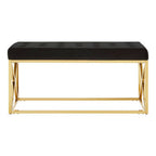 Black Tufted Seat And Gold Finish Bench | Allure