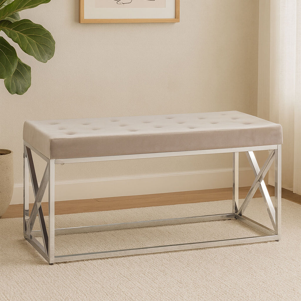 Mink Tufted Bench | Allure
