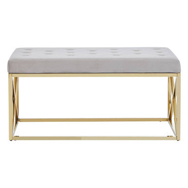 Mink Velvet Gold Finish Bench | Allure