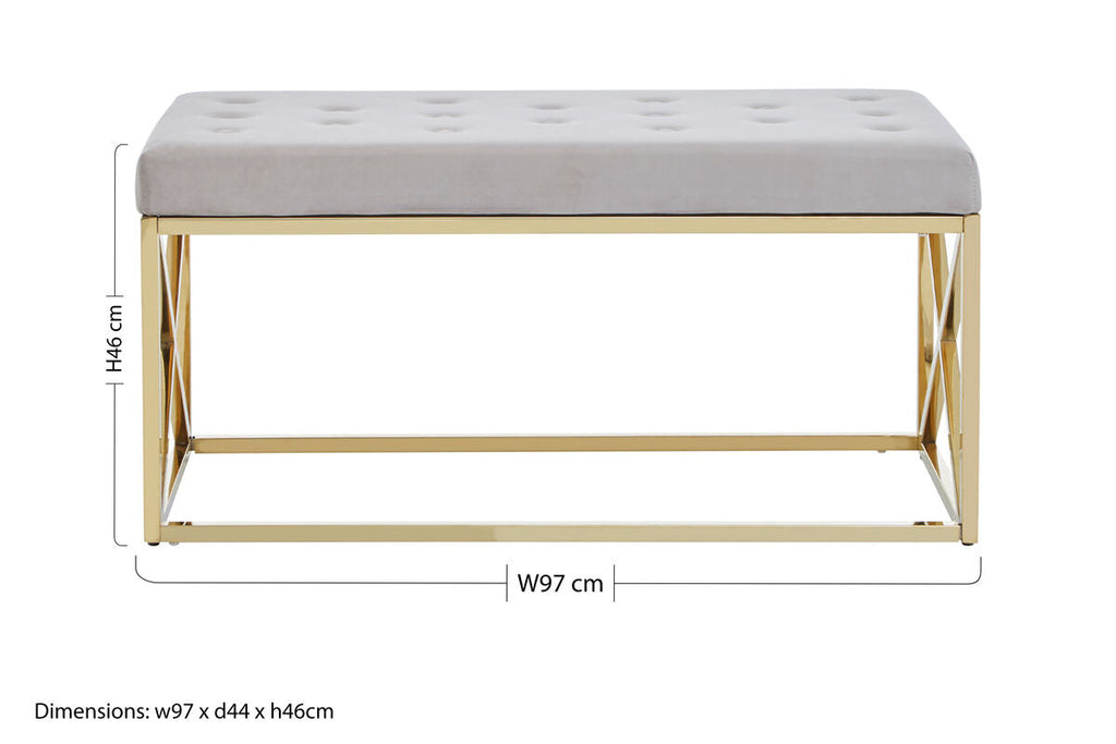 Mink Velvet Gold Finish Bench | Allure