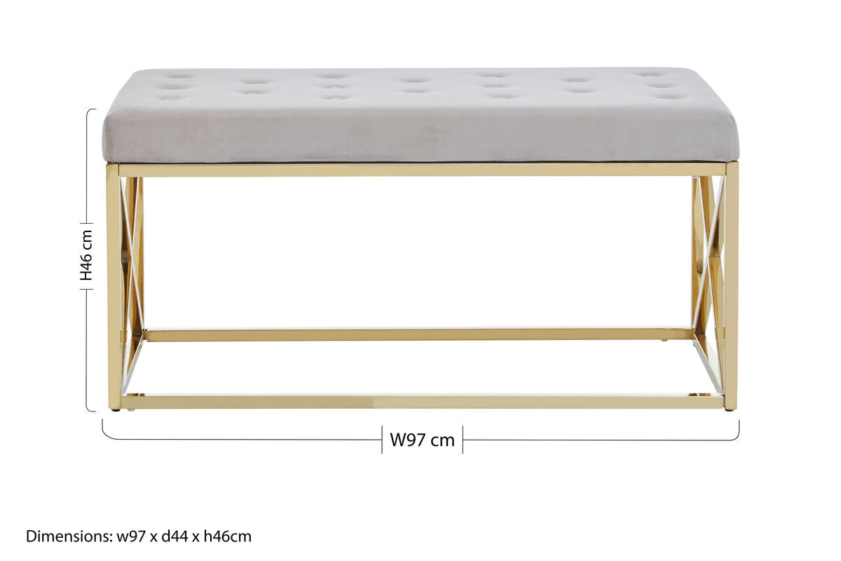 Mink Velvet Gold Finish Bench | Allure