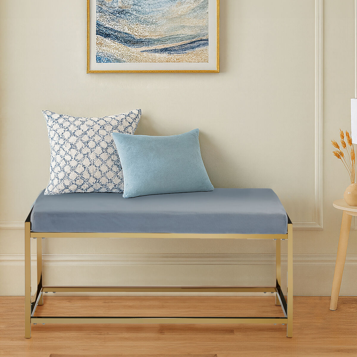 Gold And Powder Blue Bench | Allure