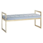 Powder Blue And Gold Tufted Bench | Allure