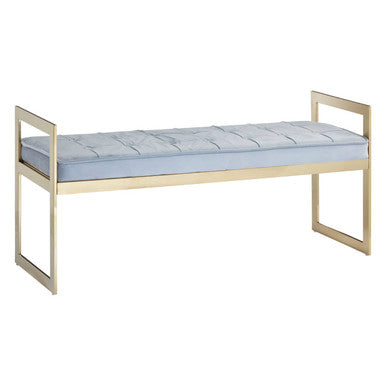 Powder Blue And Gold Tufted Bench | Allure