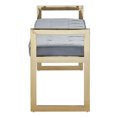 Powder Blue And Gold Tufted Bench | Allure