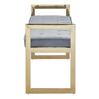 Powder Blue And Gold Tufted Bench | Allure