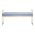 Powder Blue And Gold Tufted Bench | Allure