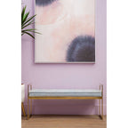 Powder Blue And Gold Tufted Bench | Allure