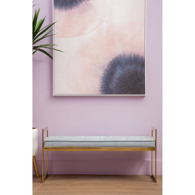 Powder Blue And Gold Tufted Bench | Allure