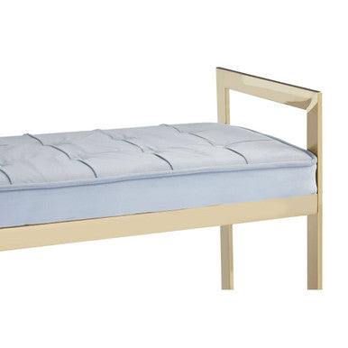 Powder Blue And Gold Tufted Bench | Allure