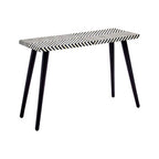 Black Chevron Bone Inlay Console Table with Slim Metal Legs | Boho