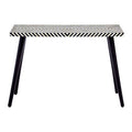 Black Chevron Bone Inlay Console Table with Slim Metal Legs | Boho