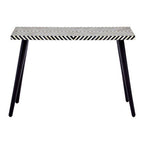 Black Chevron Bone Inlay Console Table with Slim Metal Legs | Boho