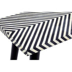 Black Chevron Bone Inlay Console Table with Slim Metal Legs | Boho