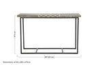 Black Console Table with Bone Inlay Pattern Top and Black Metal Base, Boho