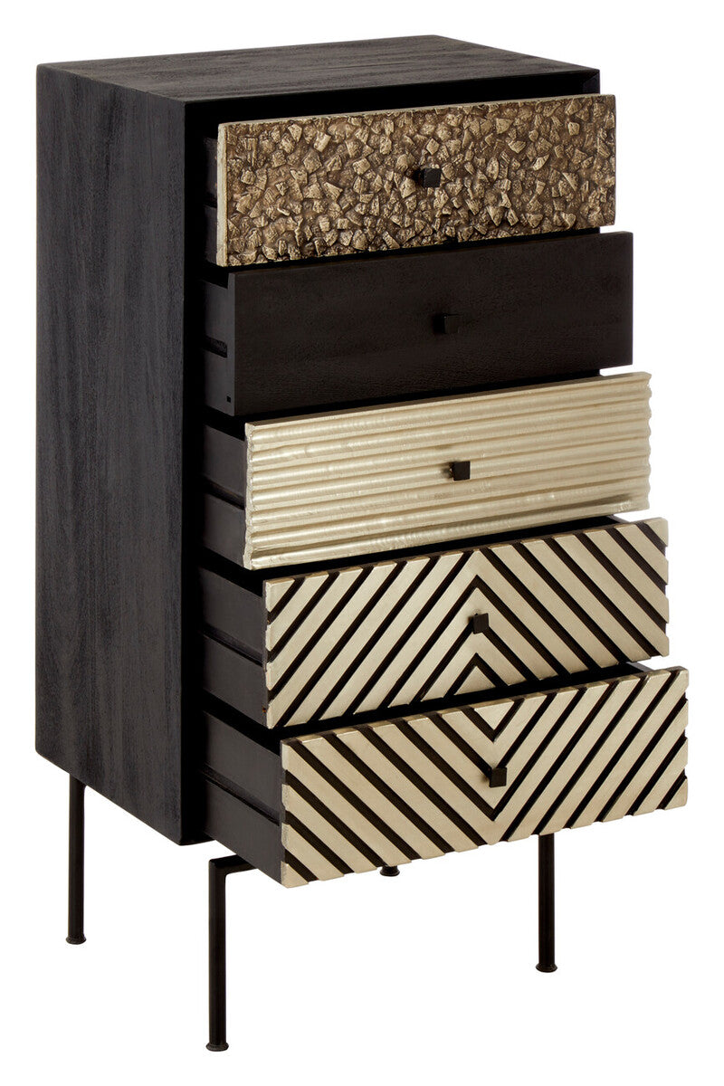 Patterned Tall Chest of 5 Drawers | Boho