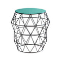 Black Geometric Metal Wireframe Side Table with Green Enamel Top | Corina