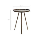 Black Finish Iron Metal Splayed Legs Side Table with Round Weathered Antique Glass Top | Corra