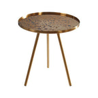 Gold Finish Round Glass Top Side Table with Splayed Metallic Legs | Corra